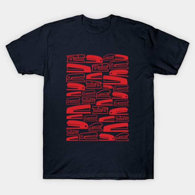 Funny Office Space Red Stapler Pattern T-Shirt by luckybengal